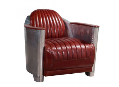 Sofa Armchair Genuine leather Couch club Lounge Retro Aviator Vintage Aluminum Airplane