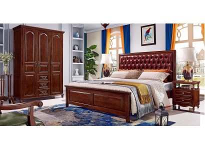 Bed 2x Bedside tables Wardrobe Bedroom Furniture Design 4pcs.