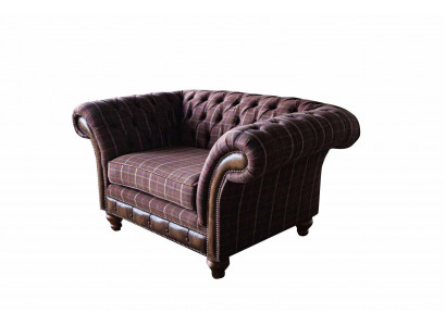 Chesterfield 1 Seater Couch Upholstery Seat Textile Fabric Couches Luxury Sofa