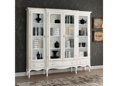 Classic r White Bookcase with gold-plated accents