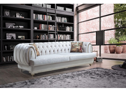 White Chesterfield Three Seater Modern Sofa Stylish Living room Couch