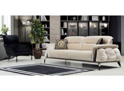 Luxury 2-piece living room set sofa 3-seater with armchair modern design couch