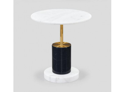 White Imitation Marble Side table Designer Round Style Storage Table