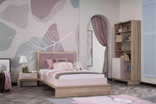 Bed frame Childrens bed Children's furniture Bed Wood Pink Childrens room Modern