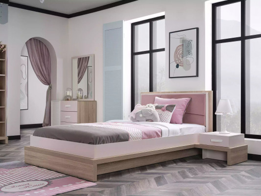 Bed frame Childrens bed Children's furniture Bed Wood Pink Childrens room Modern