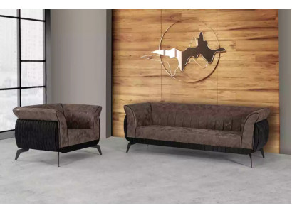 Brown sofa set three-seater armchair study room furniture couch set 2 pieces