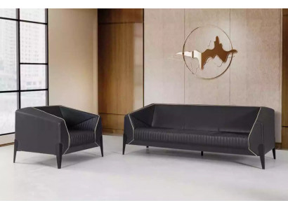 Black Office furniture Sofa set Armchair three seater Complete's Furniture Set