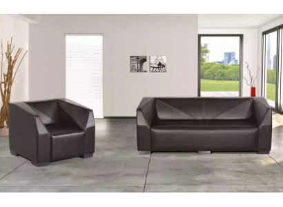 Black study room furniture sofa set three-seater luxury armchair 2-piece