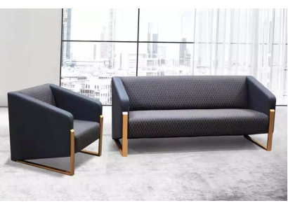 Black Complete e Sofa set Office furniture Textile Seater Three-seater Armchair