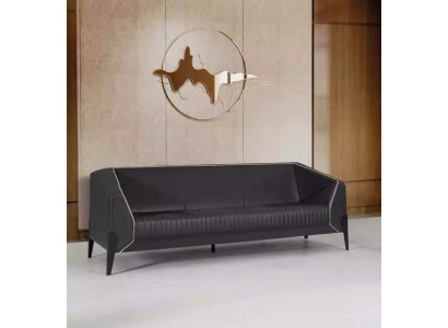 Black leather sofa Office furniture Living room New couch Luxury upholstered sofas