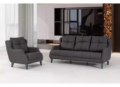 Black Sofa set Armchair Two-seater Luxury Modern Set Upholstered Seat 2+1