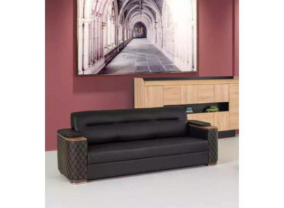 Office furniture three-seater couch black luxury upholstered sofa study room new