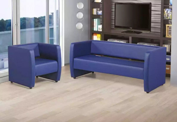 Blue e Complete e Sofa set Office Furnishings luxury upholstered suite 2+1