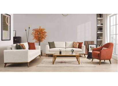 Stylish Living room set Living room set 3 pieces. Modern Beige Couch 3+3+1