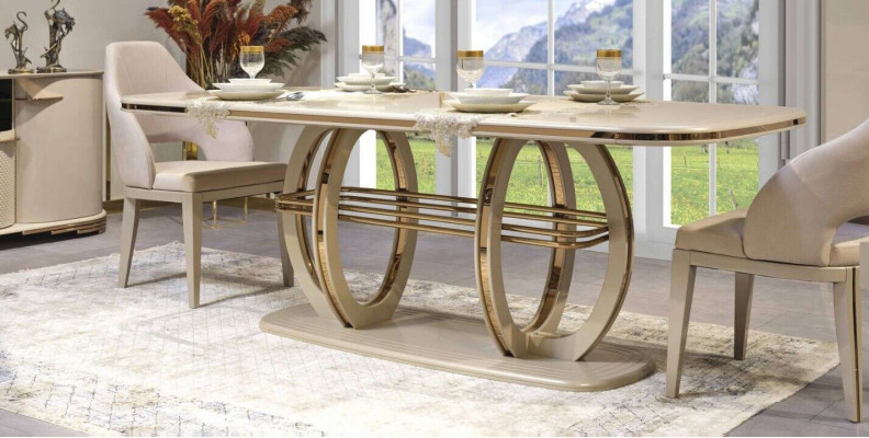 Dining table Dining room table Dining room furniture Table Wood Gold Beige