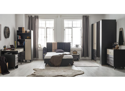 Luxurious gray bedroom set youth room children's room 7-piece bed