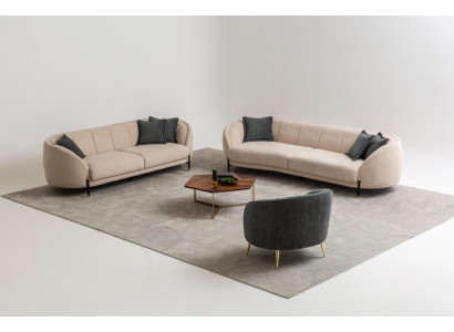 Sofa set 4 3 1 Seater Living room Complete Sofas Set Beige Modern Set