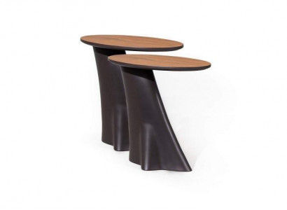 2x Side tables with wooden top in Black Color Moder Living room