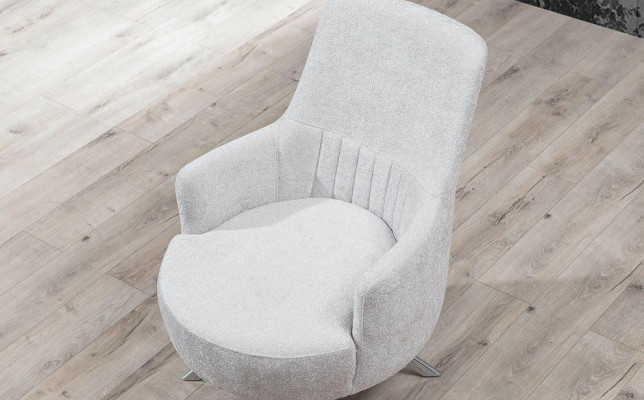 White Color 1-Seater Living room Fabric Armchair Modern Design Textile Material