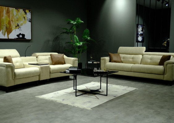 Beige Two-seater Designer Sofa 2-Seater Living room Luxurious seating furniture