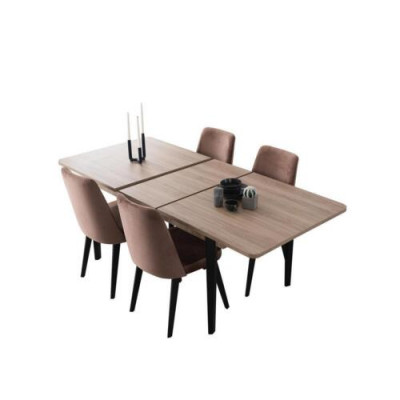 Brown Dining room Set Luxurious Dining table 4x Modern Chairs Kitchen furniture