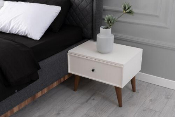 White Bedside tables with 1x drawer Bedroom Designer Wood Furniture