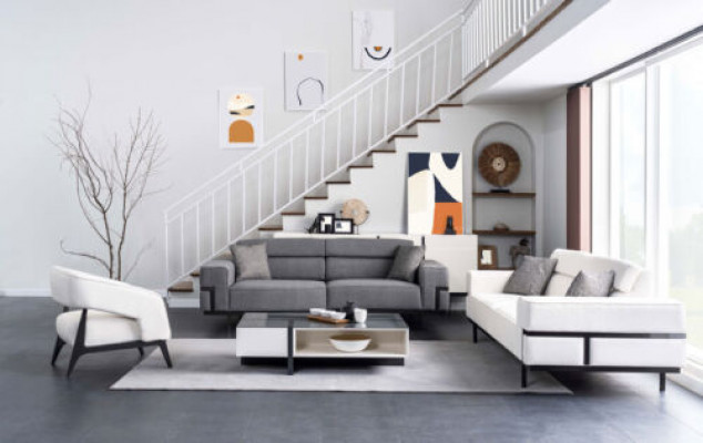 Modern Living room Set Consists of 2x Sofas + Armchair and Coffee table 4 pieces.