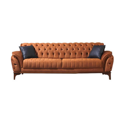 White -Orange Living room Sofa set Chesterfield luxury sofas three seater