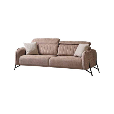 Beige living room sofa set designer 2x fabric armchairs 3-seater 3-piece.