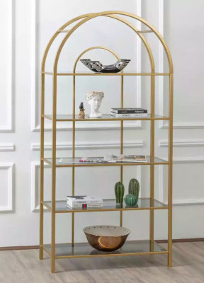 Living room Shelf Room Divider Standing Shelf Bookcase Storage Gold