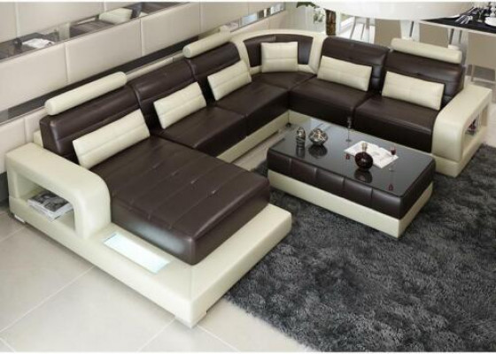 Brown leather sofa Corner sofa Sofa Couch Design Seat Upholstery Suite