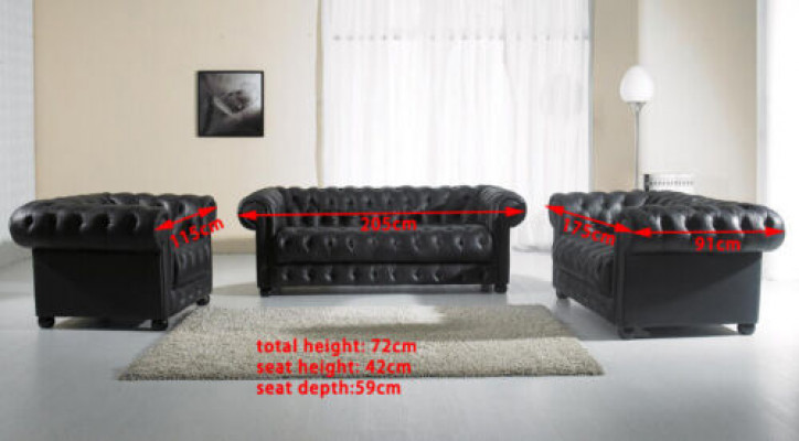 Chesterfield Couches Sofas Upholstery Leather 321 Seater Sofa set Sets