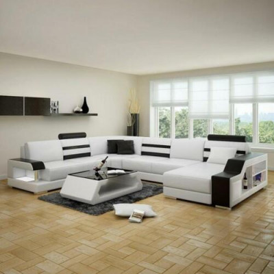 Corner sofa Living landscape U-shape Sofa - Ledersofa Suite with Shelf Leather