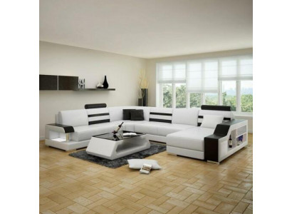 Corner sofa Living landscape U-shape Sofa - Ledersofa Suite with Shelf Leather