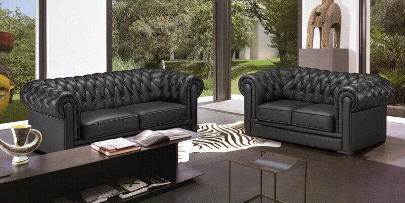 Chesterfield Couches Sofas Upholstery Leather 32 Seater Sofa set Sets Set