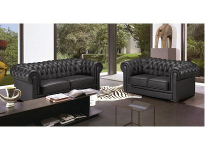 Chesterfield Couches Sofas Upholstery Leather 32 Seater Sofa set Sets Set