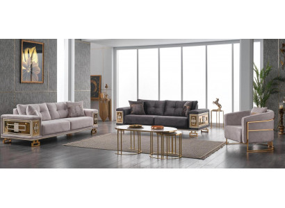 Modern sofa set three-seater armchair living room stainless steel furniture 3 pieces