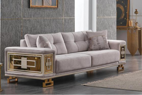 Modern sofa set three-seater armchair living room stainless steel furniture 3 pieces