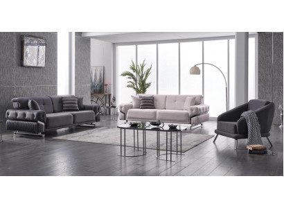 Gray Sofa set Living room Sofas Three Seater Armchair Complete's Set 3pcs