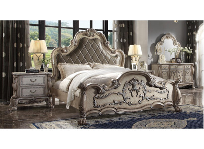 Baroque Bed 2x Bedside table 3 pcs. Bedroom Suite Design Luxury Bedroom