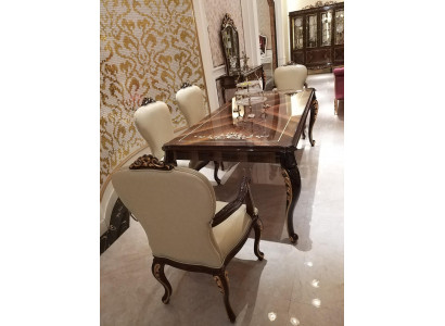 Dining table 4 Chairs Chair Dining room Deco Suite Rococo Baroque Table Tables