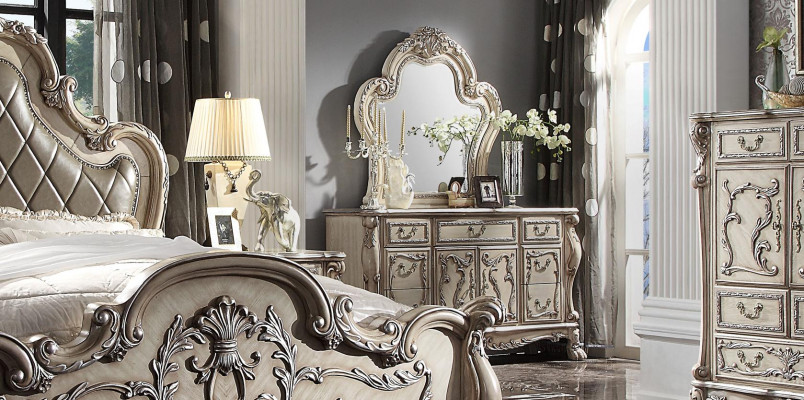 Mirror Chest of drawers Bedroom Wood Set Furniture Classic Chests of drawers 2pcs. Sideboard