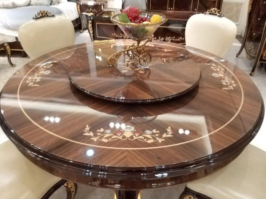 Round Dining table 6 Chairs Chair Dining room Complete Decor Suite Baroque