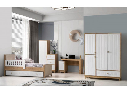 Complete Childrens room Set Bed 2x Wardrobe Table Helles 4tlg new