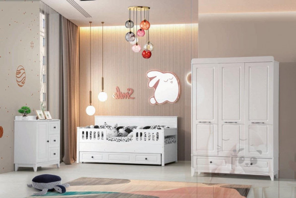 luxurious complete youth room luxury children's room set 3 pieces white colour