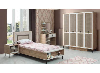 Bedroom Sets Youth Bed Childrens bed Brown Wood Set 5-piece Bed Modern