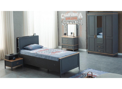 Childrens bed Childrens room Children's furniture Suite Bed Gray Wood Set 5pcs