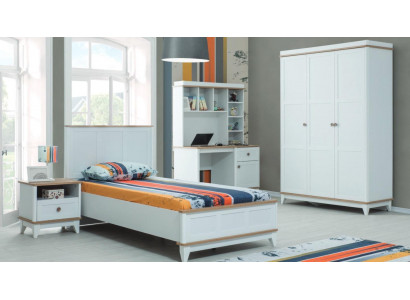 Youth bed children's furniture children's bed complete e white wood set 4 pieces modern