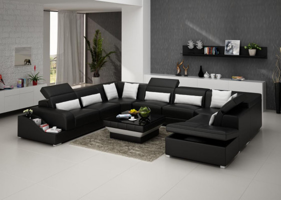 Corner sofa Leather Sofa Upholstery Corner Seat Living landscape Suite U-shape Family Couch