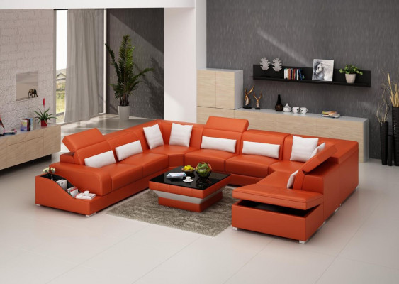 Corner sofa Leather Sofa Upholstery Corner Seat Living landscape Suite U-shape Family Couch